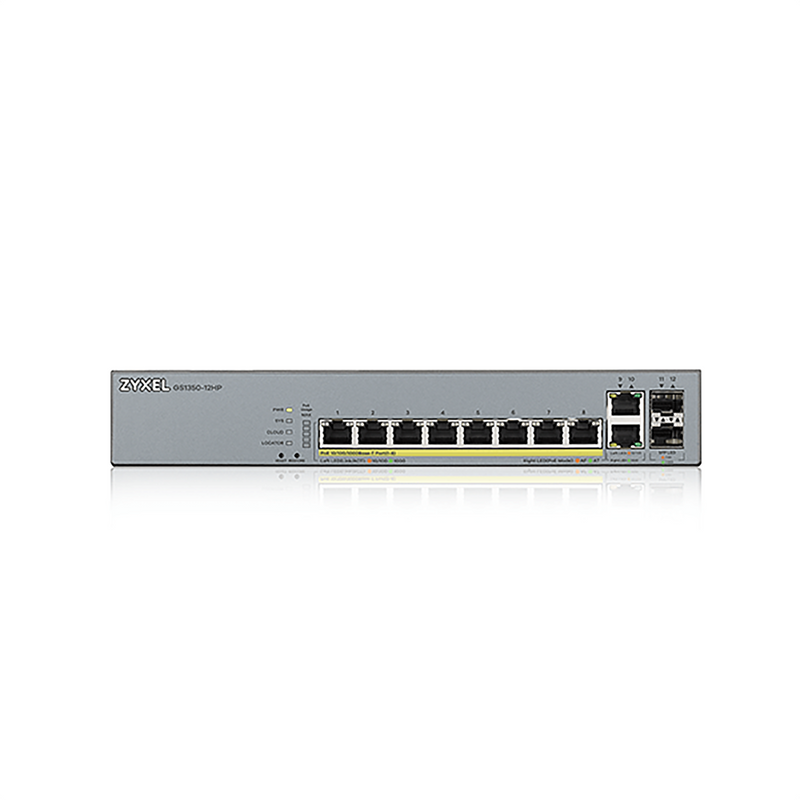Zyxel GS1350-12HP 8-port GbE Smart Managed PoE Switch with GbE Uplink   (1 year NCC Pro pack license bundled)