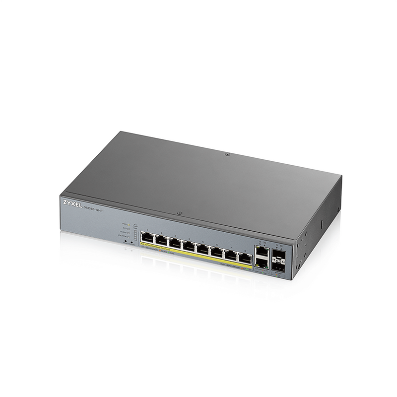 Zyxel GS1350-12HP 8-port GbE Smart Managed PoE Switch with GbE Uplink   (1 year NCC Pro pack license bundled)