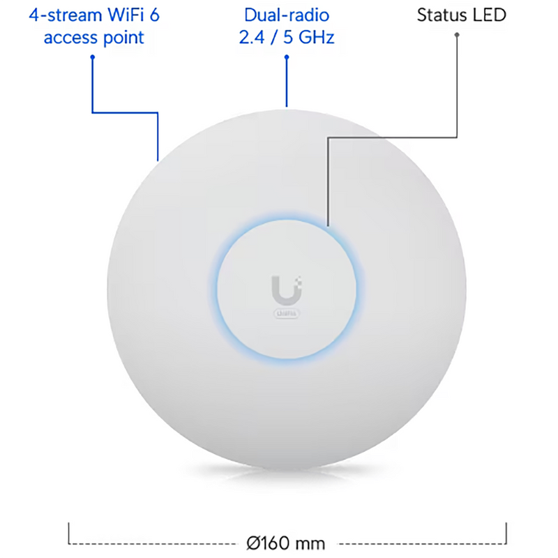 Ubiquiti UniFi U6-Plus WiFi 6 Dual-Band 2x2 Access Point - U6+ (no POE Injector)