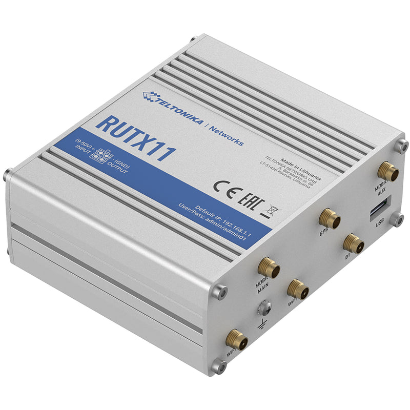 Teltonika RUTX11 Industrial 4G LTE CAT 6 Dual SIM GNSS Cellular Wireless Router